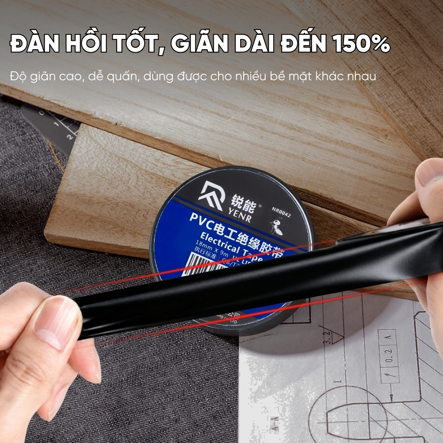 Băng Dính Cách Điện 10M RAYENR, Băng Keo Cách Điện Chống Nước Chống Cháy Chất Liệu Siêu Dính BD002