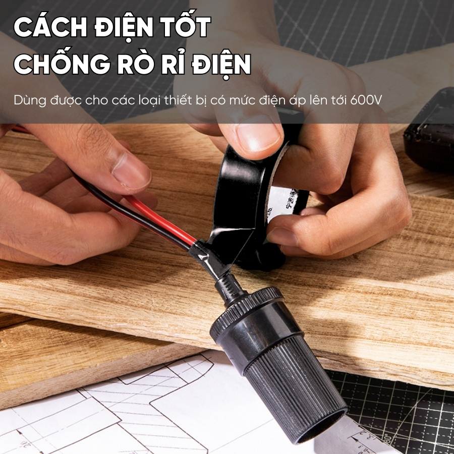 Băng Dính Cách Điện 10M RAYENR, Băng Keo Cách Điện Chống Nước Chống Cháy Chất Liệu Siêu Dính BD002