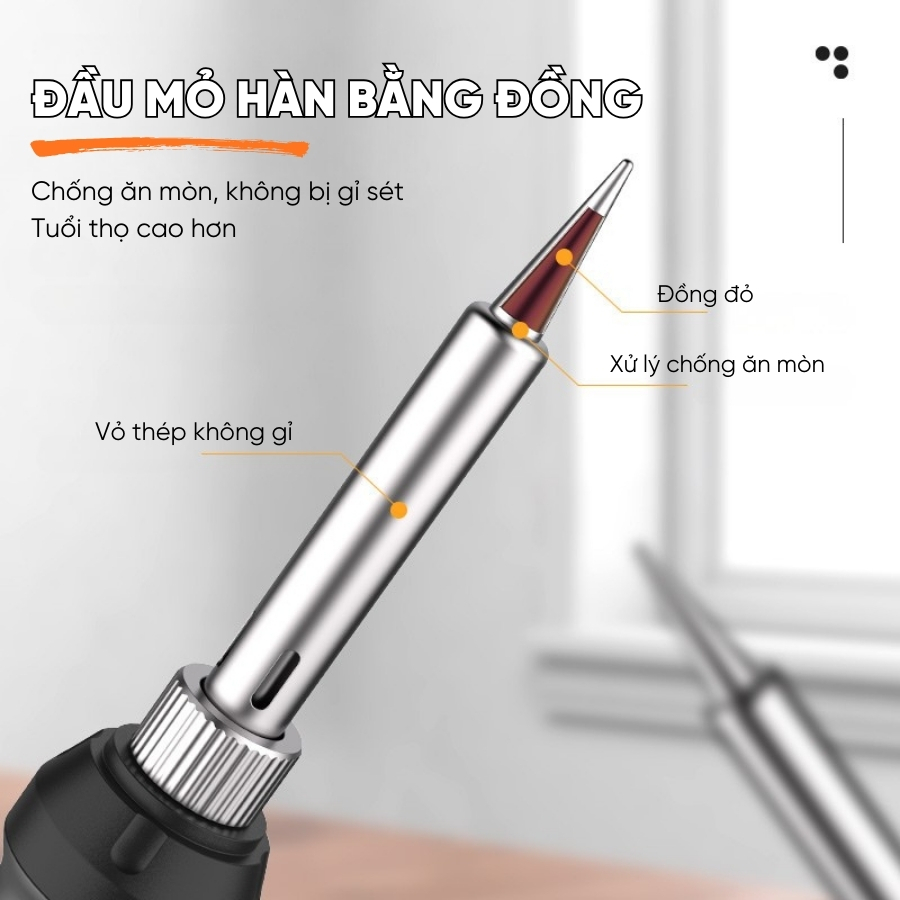 Bộ Mỏ Hàn Điện Thiếc 60W RAYENR Điều Chỉnh Nhiệt Độ , Mỏ Hàn Điện Hợp Kim Cao Cấp Làm Nóng Nhanh BMH001