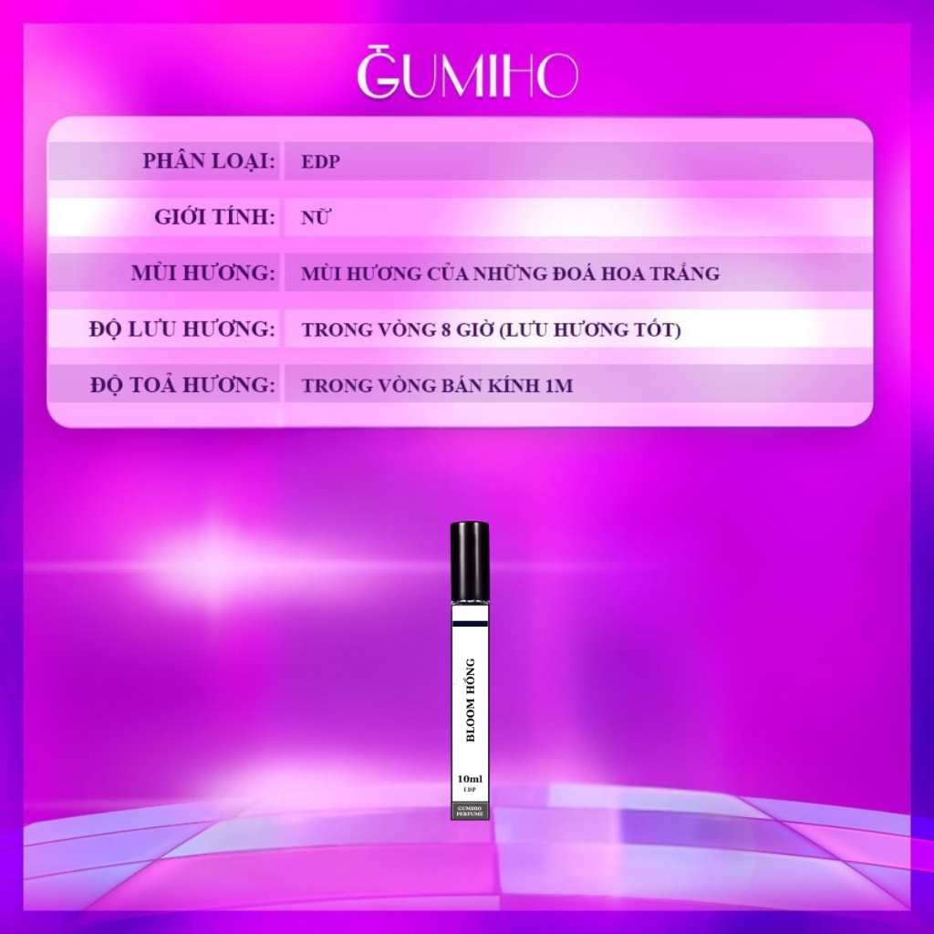 Nước Hoa Nữ Bloom Hồng EDP - Hương Hoa Nhài Hoa Huệ Trắng Tinh Tế Thanh Lịch Cuốn Hút - Gumiho Perfume | BigBuy360 - bigbuy360.vn