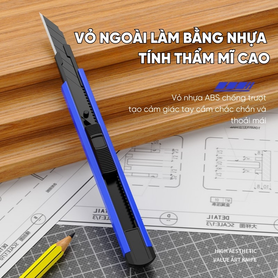 Dao Rọc Giấy Mini Bỏ Túi RAYENR, Dao Trổ Kim Loại Tiện Lợi, Lưỡi Dao Hợp Kim Nhôm 9mm DAO002