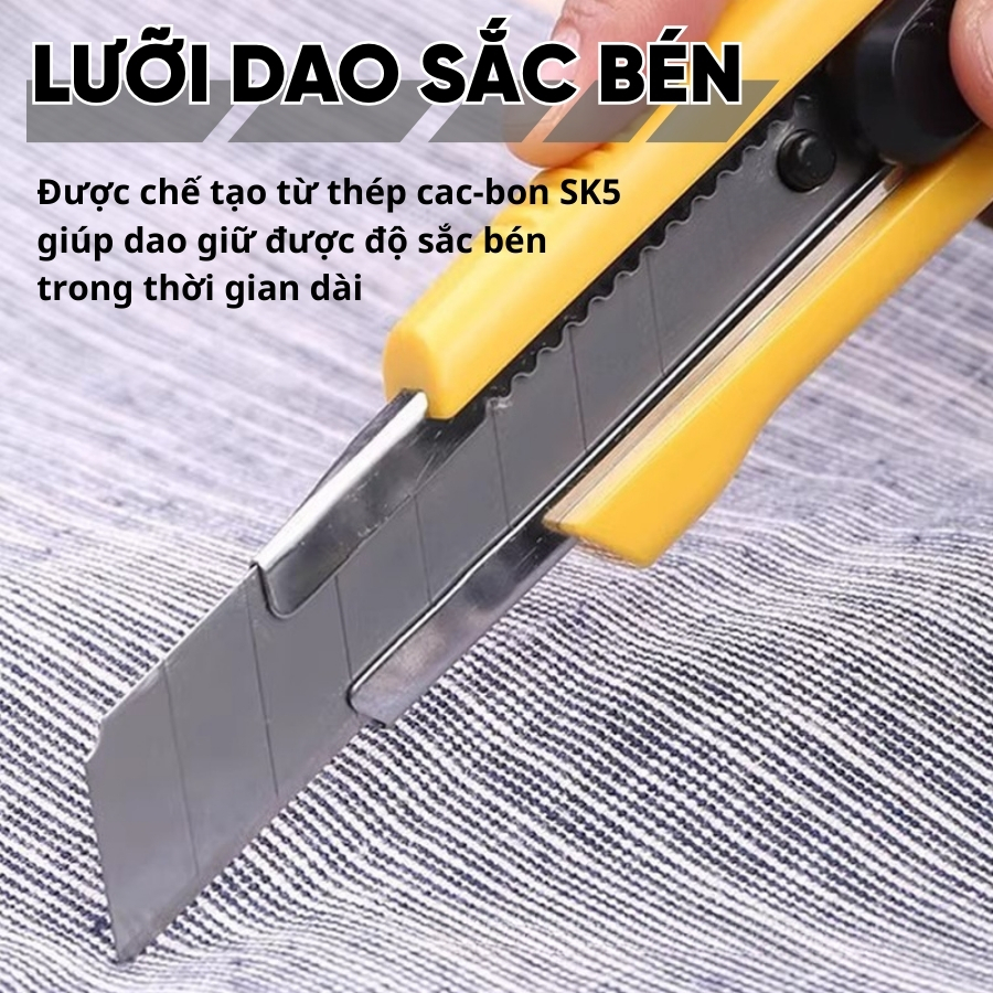 Dao Rọc Giấy RAYENR, Dao Trổ Cao Cấp Lưỡi Dao SK5 18mm Cứng Cáp Cán Dày Chống Trơn Trượt DAO001