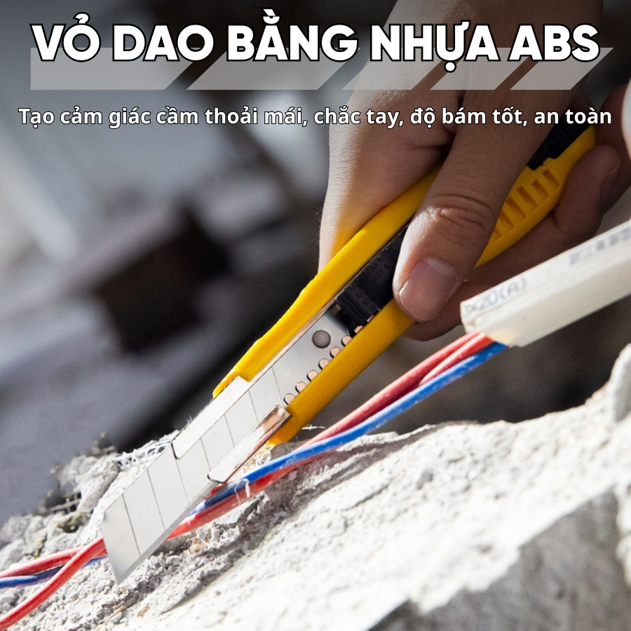 Dao Rọc Giấy RAYENR, Dao Trổ Cao Cấp Lưỡi Dao SK5 18mm Cứng Cáp Cán Dày Chống Trơn Trượt DAO001