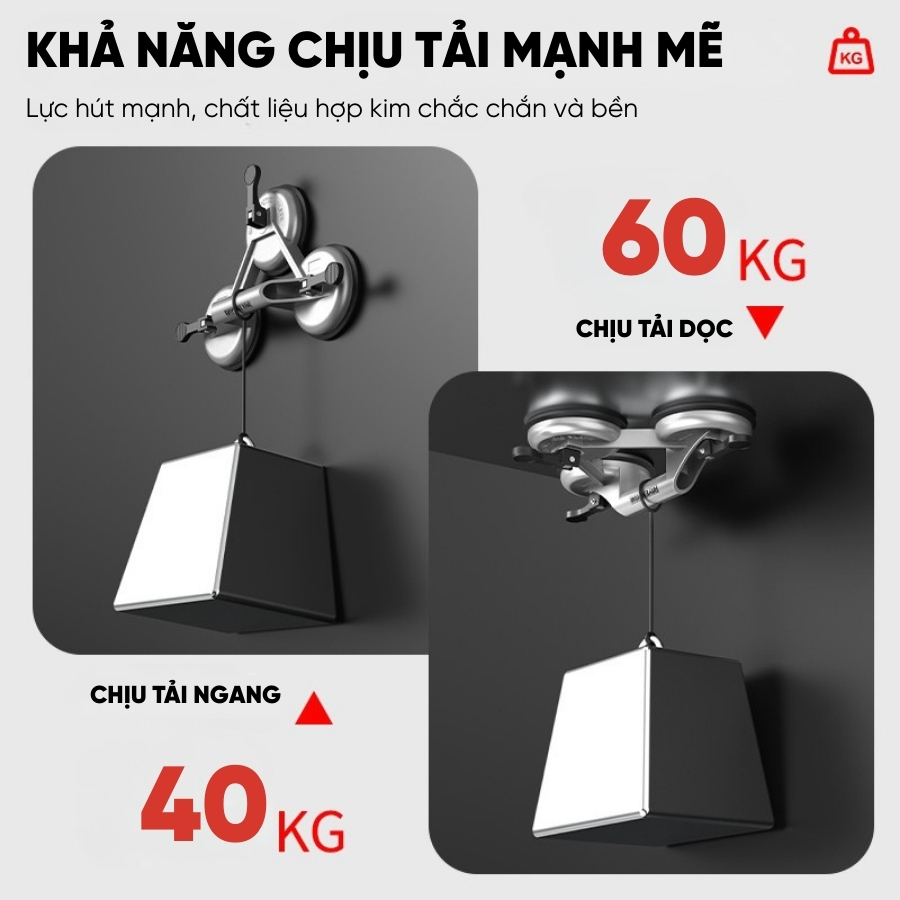 Giác Hít Kính RAYENR, Giác Hút Kính Hợp Kim Nhôm, Hít Kính 1 Chấu, 2 Chấu, Hút Chân Không Lực Hút Mạnh GH001