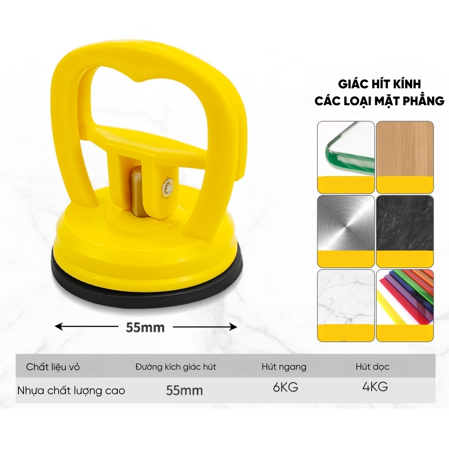 Giác Hít Kính 1 Chấu Cầm Tay RAYENR, Cốc Hút Chân Không Chống Trượt Lực Hút Mạnh GH002