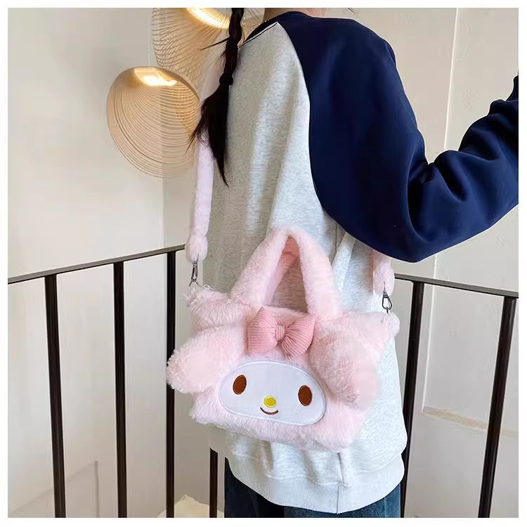 Túi Lông Đeo Chéo, Túi Bông Đáng Yêu đựng máy ảnh, Túi Xách Hello Kitty, Kuromi, Cinnamoroll, LinaBell
