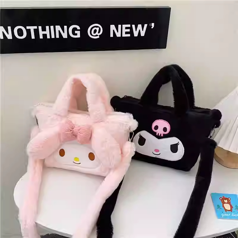 Túi Lông Đeo Chéo, Túi Bông Đáng Yêu đựng máy ảnh, Túi Xách Hello Kitty, Kuromi, Cinnamoroll, LinaBell