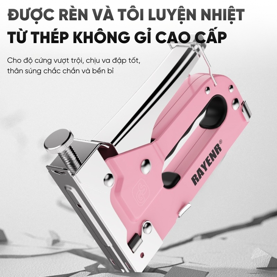 Máy Dập Ghim Lớn RAYENR, Súng Bấm Ghim 4 Trong 1 Cỡ Đại Trợ Lực Để Bàn GHIM001