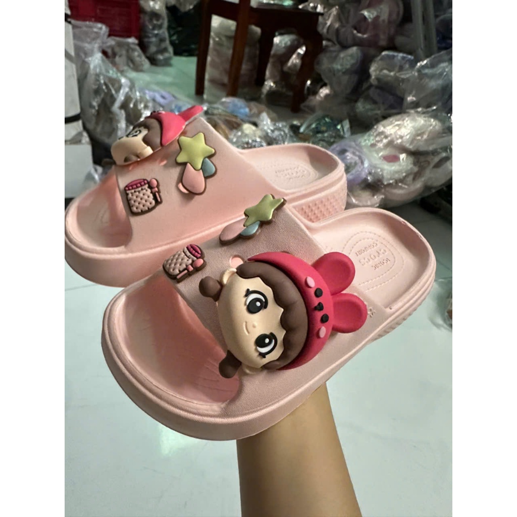 Dép bánh mì thời trang cho bé gái hình thỏ babythree đế cao 4 phân siêu nhẹ êm chân