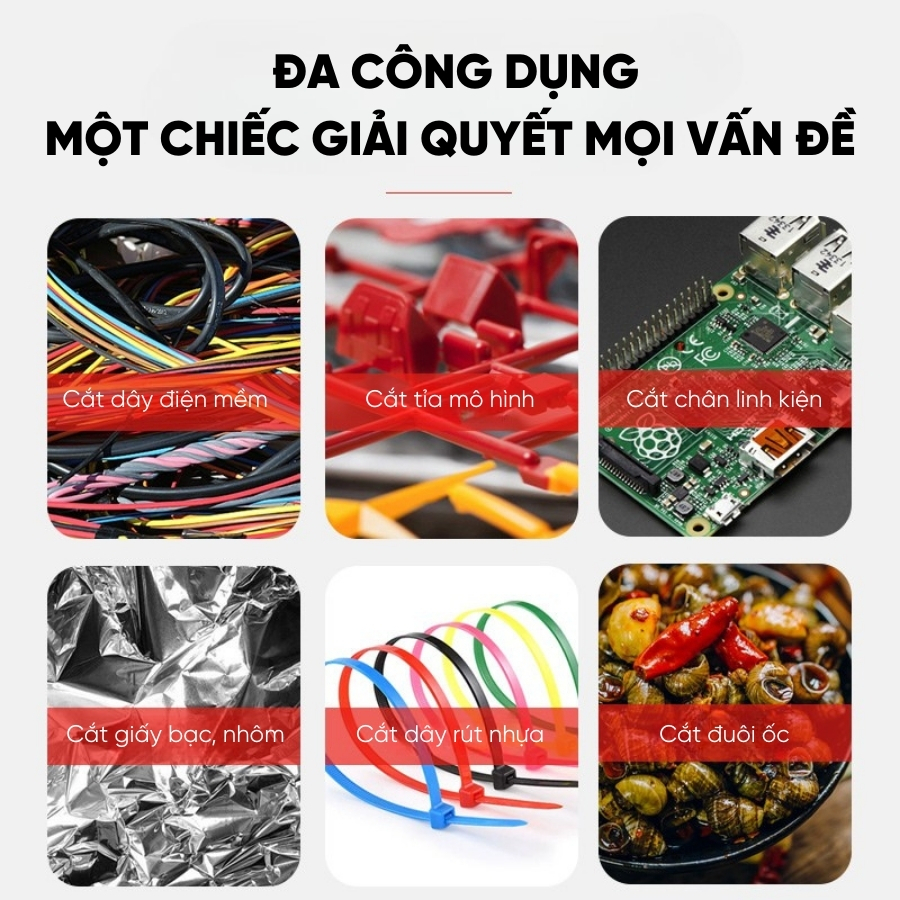 Kìm Cắt Kỹ Thuật RAYENR, Kìm Cắt Dây Điện Lưỡi Cắt Nhọn Vát Mỏng Sắc Bén Tay Cầm Nhựa KC001