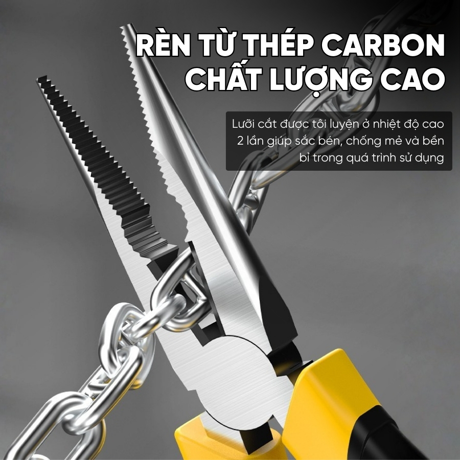 Bộ 3 Kìm Đa Năng RAYENR, Kìm Cắt Dây Điện, Kìm Mũi Nhọn, Kìm Mỏ Xéo Chất Liệu Thép Cacbon Chống Gỉ KCAT002