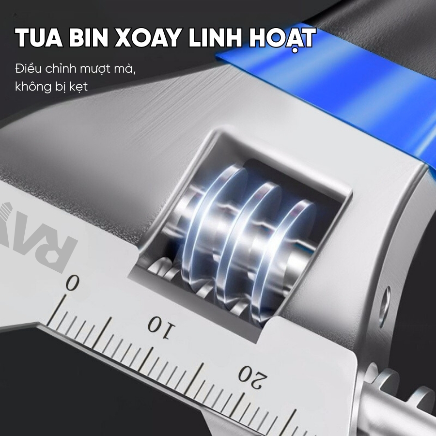 Mỏ Lết Đa Năng Điều Chỉnh Linh Hoạt RAYENR, Cờ Lê Chất Liệu Thép Cacbon Cao Cấp Tay Cầm Nhựa MOLET001