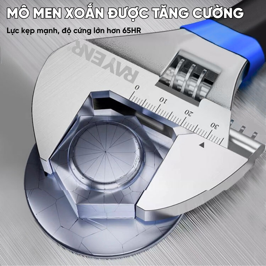 Mỏ Lết Đa Năng Điều Chỉnh Linh Hoạt RAYENR, Cờ Lê Chất Liệu Thép Cacbon Cao Cấp Tay Cầm Nhựa MOLET001