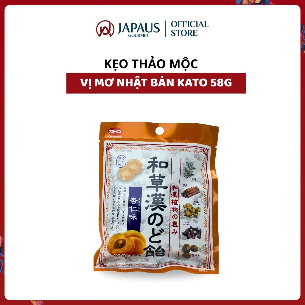 Kẹo thảo mộc Nhật Bản Kato 58g – vị Mật Ong / vị Mơ