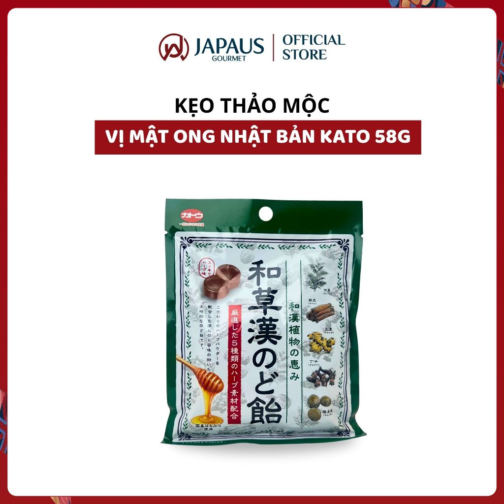 Kẹo thảo mộc Nhật Bản Kato 58g – vị Mật Ong / vị Mơ