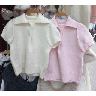 LT - Áo len lông cổ bẻ tay bồng free size, style babydoll xinh yêu 1542