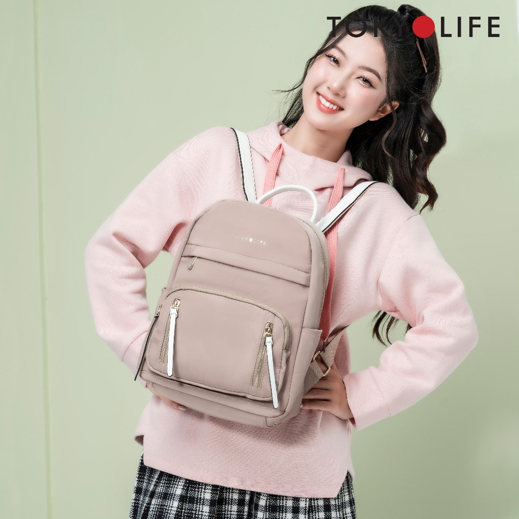 Balo đi học basic TOKYOLIFE chống nước chống thấm siêu nhẹ phong cách thời trang 40001933 (24x16x33cm)