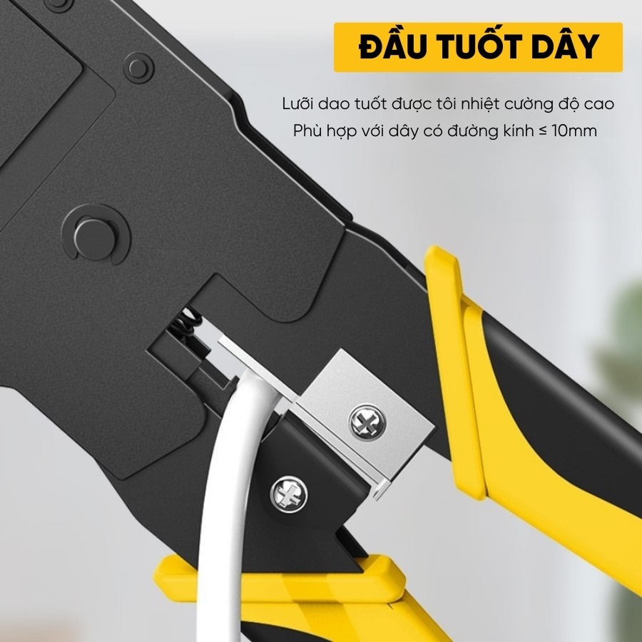 Kìm Bấm Mạng Đa Năng RAYENR, Kìm Bấm Đầu Hạt Mạng RJ45 và RJ11 Chất Liệu Thép Cacbon Cao Cấp KM001