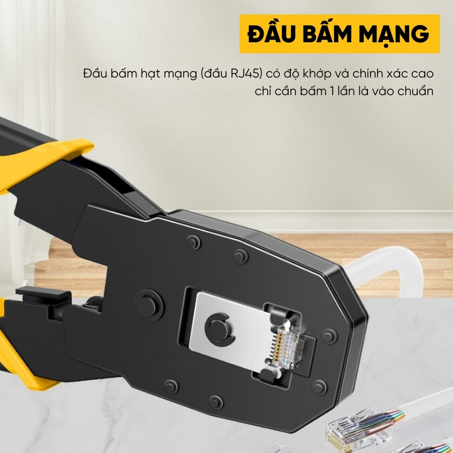 Kìm Bấm Mạng Đa Năng RAYENR, Kìm Bấm Đầu Hạt Mạng RJ45 và RJ11 Chất Liệu Thép Cacbon Cao Cấp KM001