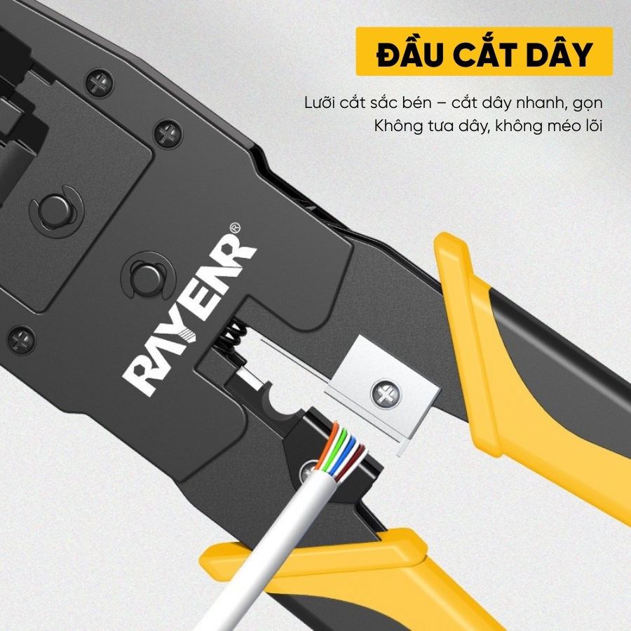 Kìm Bấm Mạng Đa Năng RAYENR, Kìm Bấm Đầu Hạt Mạng RJ45 và RJ11 Chất Liệu Thép Cacbon Cao Cấp KM001
