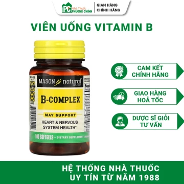 Vitamin B Mason Natural B Complex - Hỗ Trợ Tăng Cường Sức Khoẻ 100 Viên/Hộp