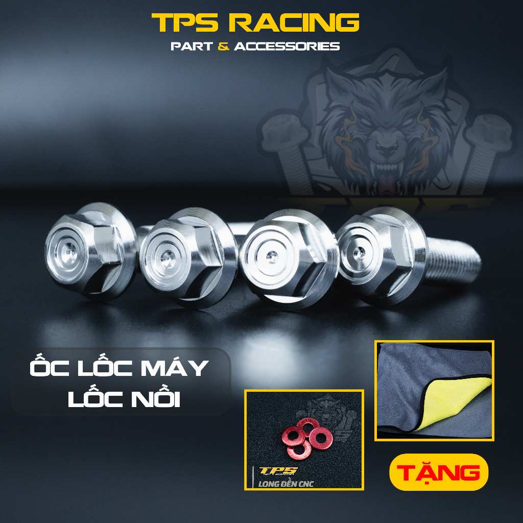 Ốc lốc máy mẫu thái V2 inox 304 + tặng kèm lông đền và khăn 3M - Phụ kiện phụ tùng cao cấp