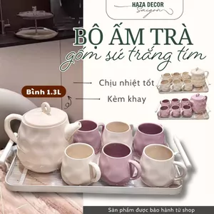 (SẴN) Bộ Bình Cốc Uống Nước Cao Cấp Sang Trọng, Bộ Ấm Pha Trà Gốm Sứ Phòng Khách Haza