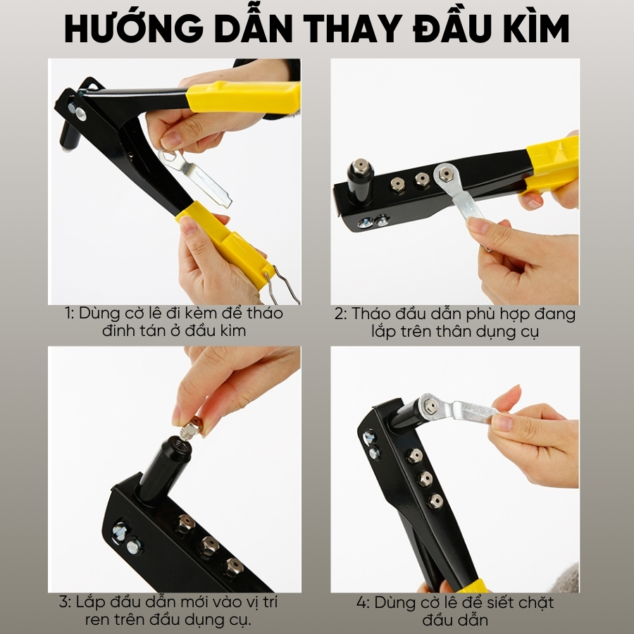 Kìm Rút Đinh Tán Rivet RAYENR, Máy Kéo Đinh Tán Trợ Lực Hợp Kim Thép Chất Lượng Cao Tay Cầm Chống Trượt KRD001