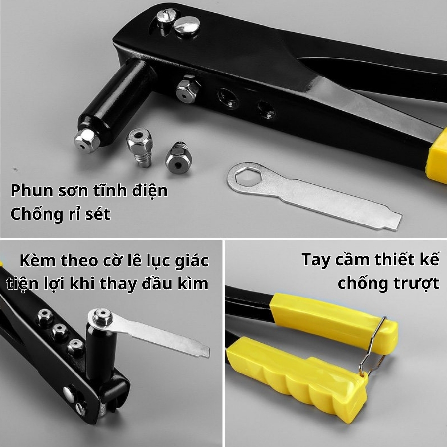 Kìm Rút Đinh Tán Rivet RAYENR, Máy Kéo Đinh Tán Trợ Lực Hợp Kim Thép Chất Lượng Cao Tay Cầm Chống Trượt KRD001