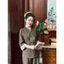 Set đồ lam, set đi chùa áo cổ V thêu hoa đẹp Vải Ruby nút bọc tay lửng phối kèm quần dài có túi