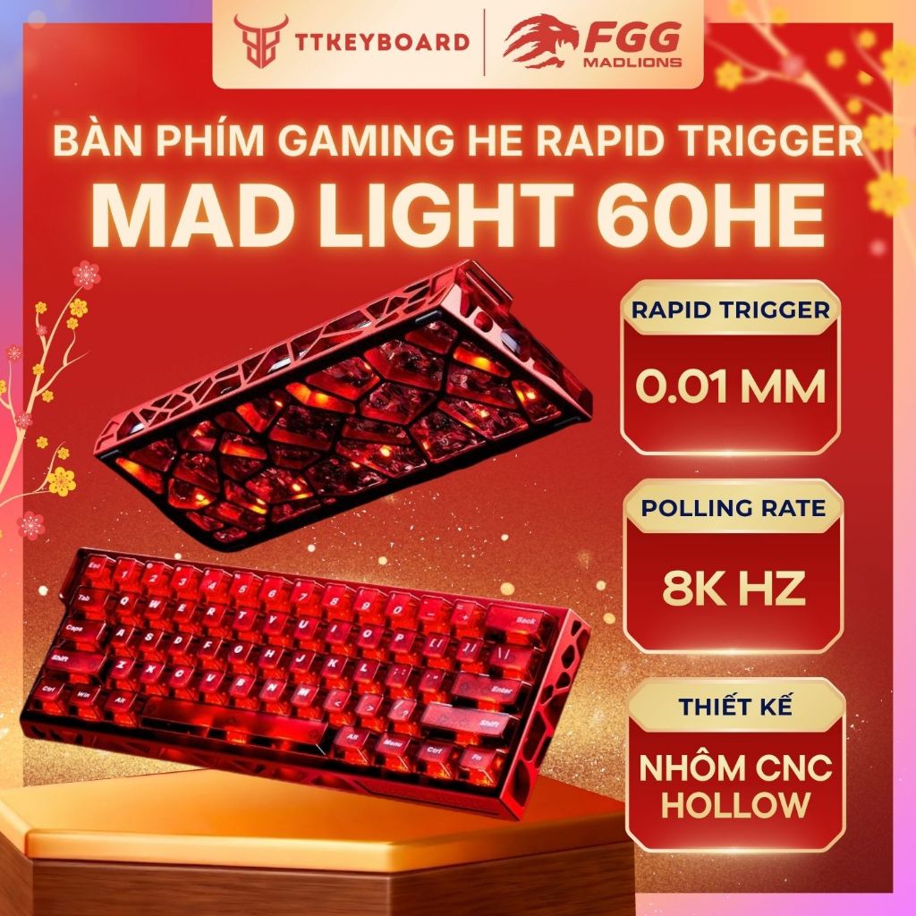 [Hỏa Tốc]Bàn Phím Cơ Gaming MAD60 HE Light Nhôm CNC Case Wooting Rapid ...