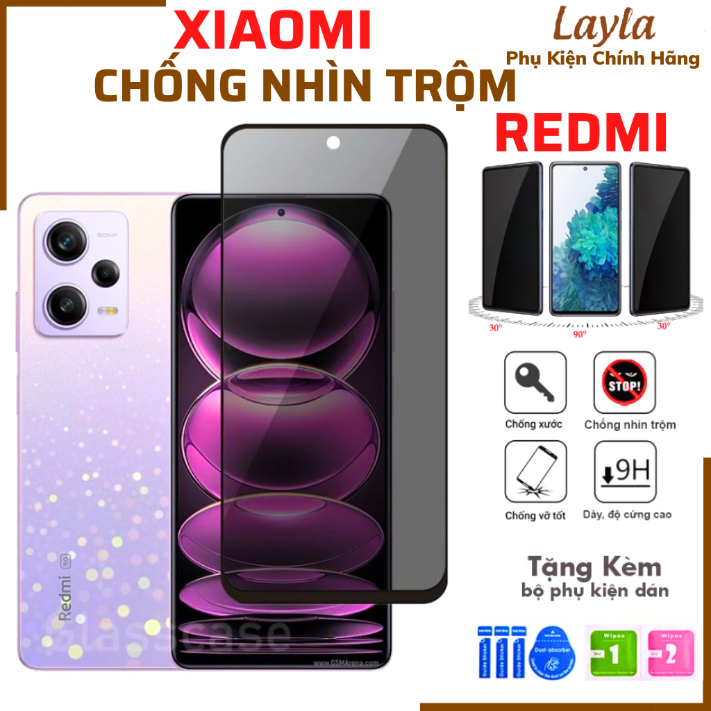 Kính Cường Lực Chống Nhìn Trộm Xiaomi Redmi 15 14 Note 11 12 13 14 Mi 17 16- Full Keo - Full Màn - Chống Trầy - Chống Vỡ