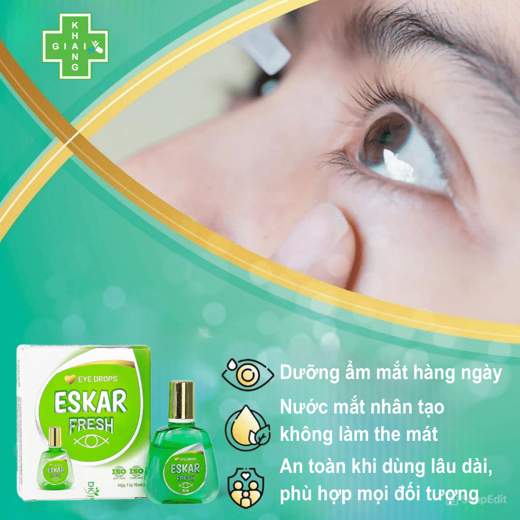 Nước mắt nhân tạo Eskar Fresh giúp giảm mỏi mắt, khô mắt cho đôi mắt sáng khỏe (Chai 15ml)