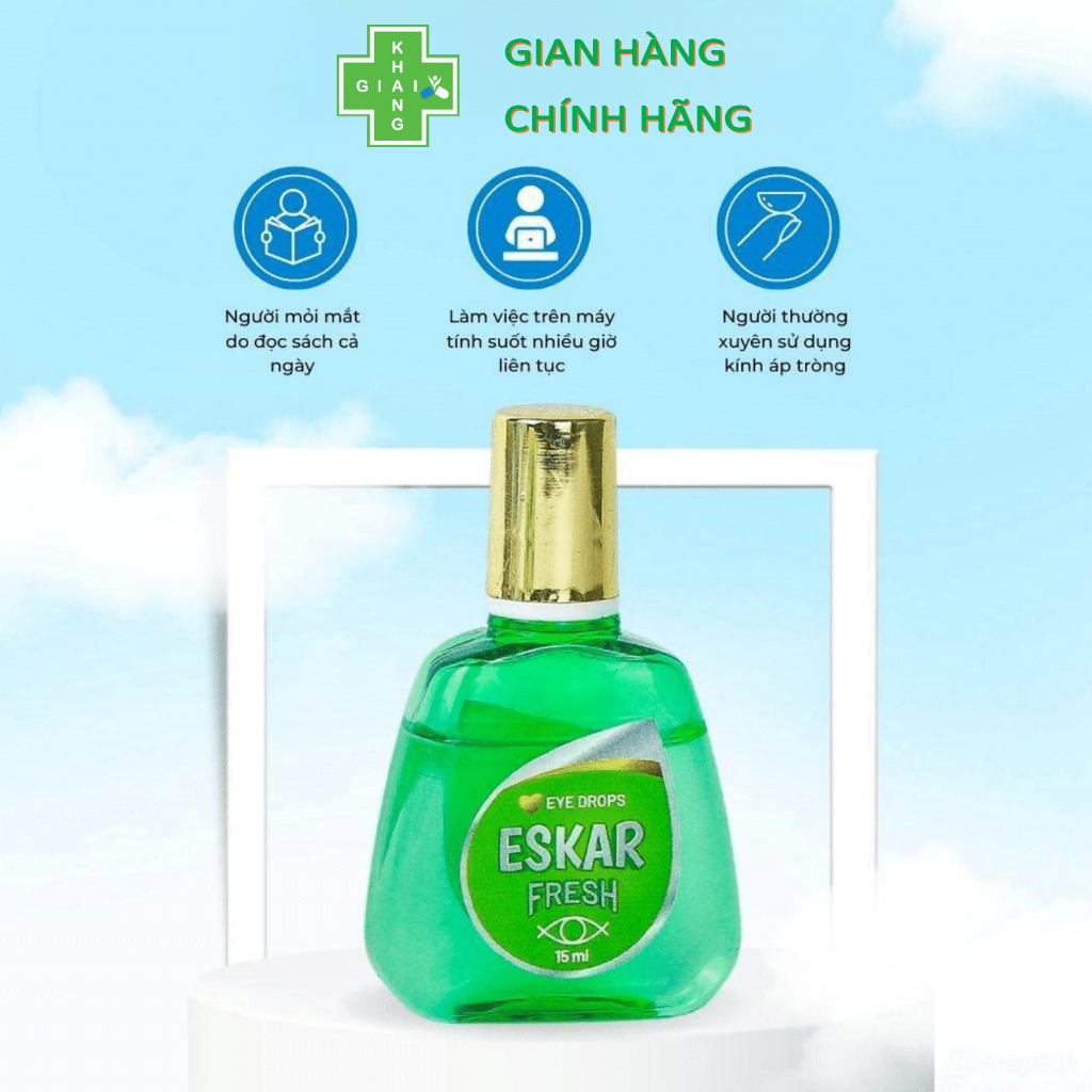 Nước mắt nhân tạo Eskar Fresh giúp giảm mỏi mắt, khô mắt cho đôi mắt sáng khỏe (Chai 15ml)