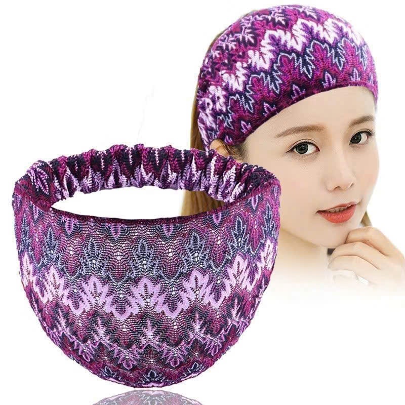 Băng Đô Cài Tóc Nữ Bản Rộng Họa Tiết Thổ Cẩm – Co Giãn Tốt, Thoáng Khí, Thời Trang Đi Chơi Tập Luyện