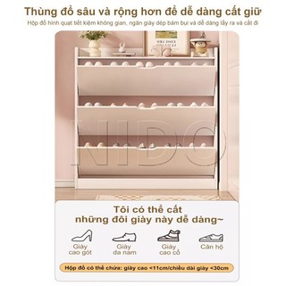 Nido Tủ Giày Cánh Lật Treo Tường Siêu Mỏng Gỗ Nhựa Chống Nước 3 Tầng Lưu Trữ Gọn Cho Không Gian Hẹp