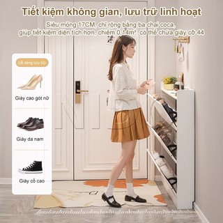 Nido Tủ Giày Cánh Lật Treo Tường Siêu Mỏng Gỗ Nhựa Chống Nước 3 Tầng Lưu Trữ Gọn Cho Không Gian Hẹp