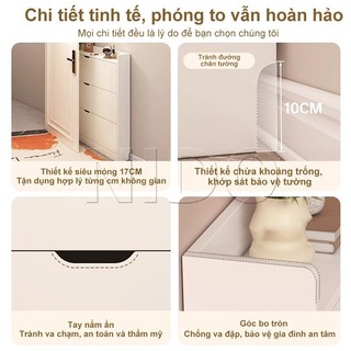 Nido Tủ Giày Cánh Lật Treo Tường Siêu Mỏng Gỗ Nhựa Chống Nước 3 Tầng Lưu Trữ Gọn Cho Không Gian Hẹp