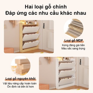 Nido Tủ Giày Cánh Lật Treo Tường Siêu Mỏng Gỗ Nhựa Chống Nước 3 Tầng Lưu Trữ Gọn Cho Không Gian Hẹp