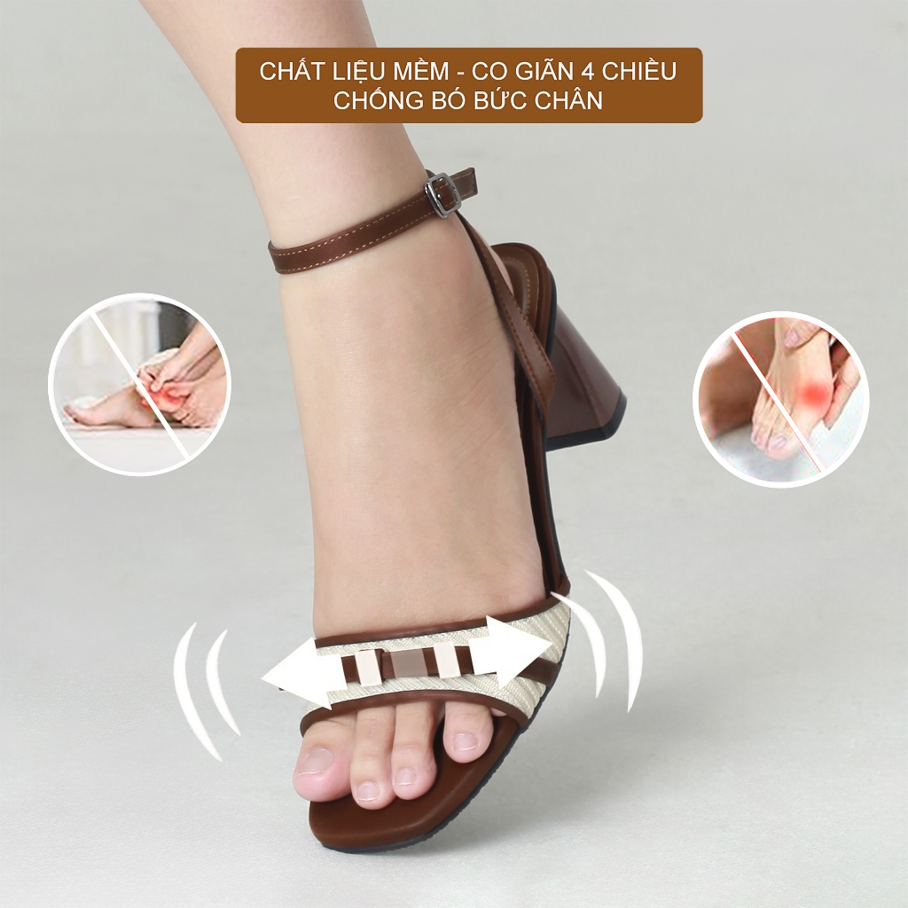 CORII - Giày Sandal Cao Gót Mũi Vuông Phối Nơ TẾT 2026 Thời Trang và Thoải Mái  - CR6T263 Nâu