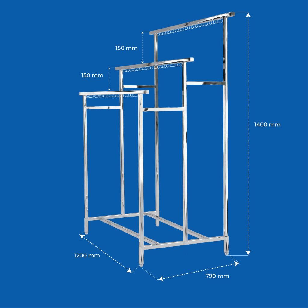 Sào phơi quần áo Deli QUI PHÚC, inox 201 sáng bóng, bền chắc, 2-3 tầng tiện lợi, lắp ráp dễ dàng