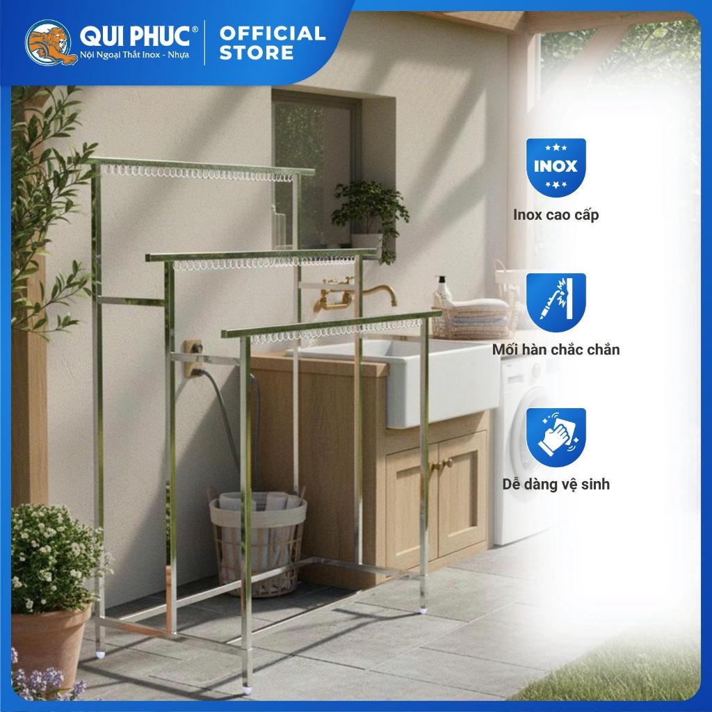 Sào phơi quần áo Deli QUI PHÚC, inox 201 sáng bóng, bền chắc, 2-3 tầng tiện lợi, lắp ráp dễ dàng
