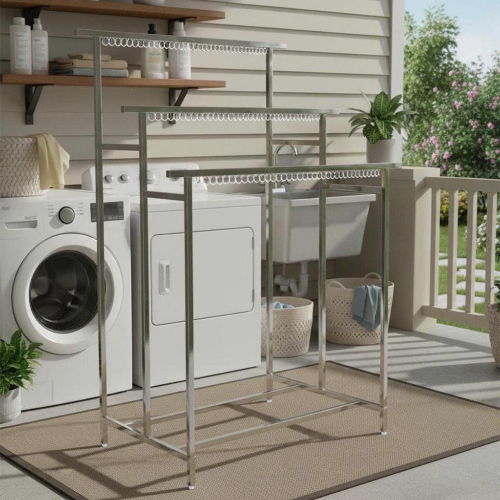 Sào phơi quần áo Deli QUI PHÚC, inox 201 sáng bóng, bền chắc, 2-3 tầng tiện lợi, lắp ráp dễ dàng