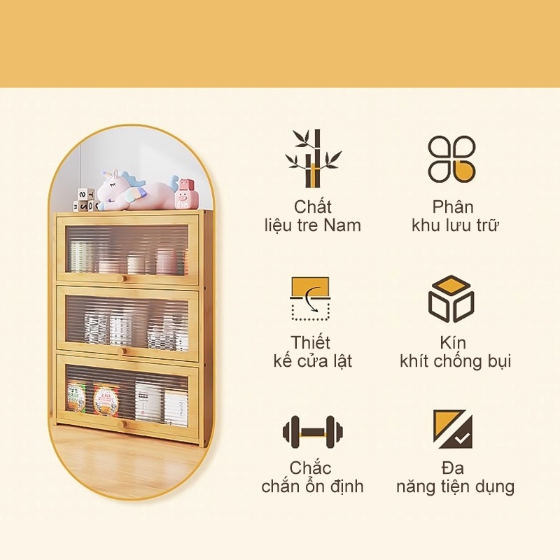 Kệ Bếp Tủ Đựng Bát Đĩa Bằng Tre Gia Vị Đa Năng Để Bàn Bếp 1/2/3 Tầng  Để Đồ Đa Năng Cao Cấp