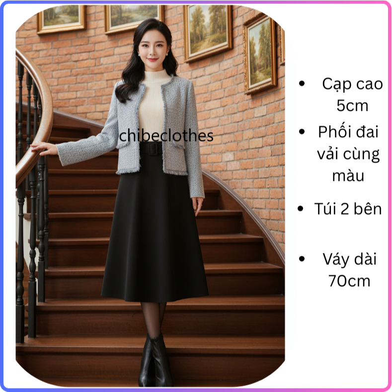Chân Váy Xòe 80cm, Tặng Kèm Đai. Chân Váy Công Sở Che Khuyết Điểm CV53