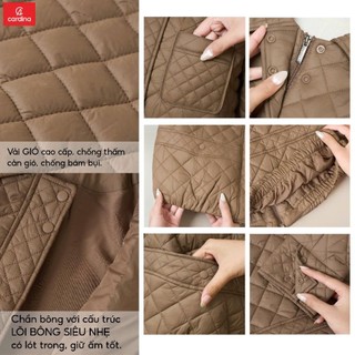 (Sẵn )5PNF11Áo phao nữCrystal CARDINA chất liệu gió chần bông siêu nhẹ chống nước cản gió giữ ấm hiệu quả