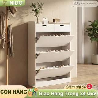 Nido Tủ Giày Cánh Lật Treo Tường Siêu Mỏng Gỗ Nhựa Chống Nước 3 Tầng Lưu Trữ Gọn Cho Không Gian Hẹp
