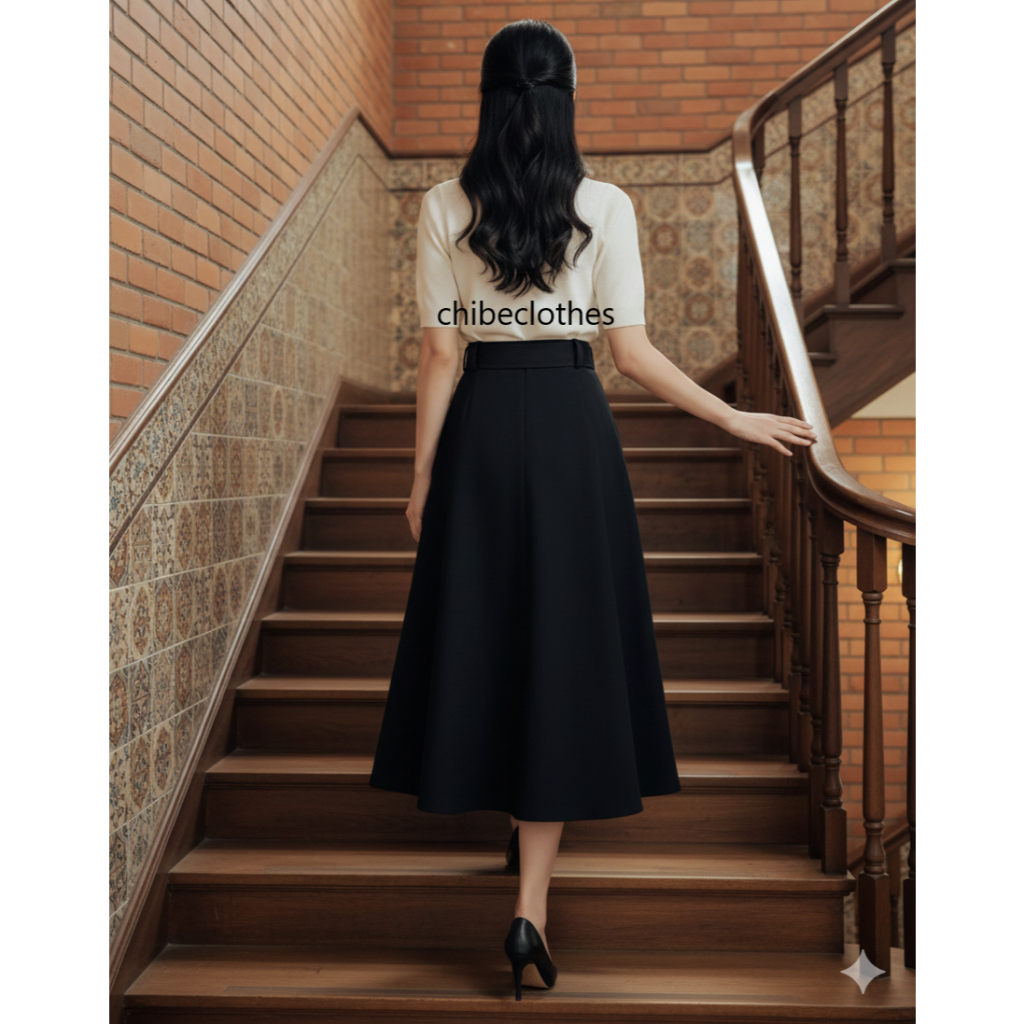 Chân Váy Xòe Dáng Xuông 70cm. Chất Liệu Vitex. Chân Váy Công Sở _CV54