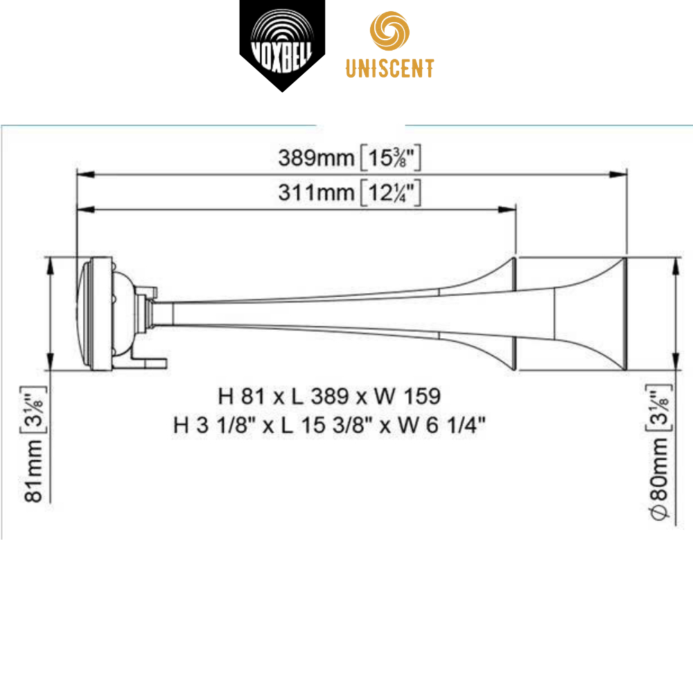 Còi Sinh Hơi/ Còi Sinh Hơi Đảo/ Kèn Sinh Hơi Đảo/ Kèn Lốc - VOXBELL Cho Xe Ô Tô, Xe Tải 110-120DB