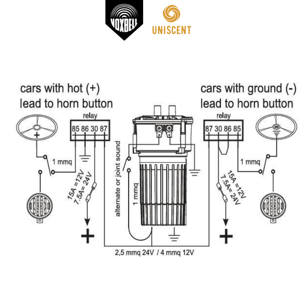 Còi Sinh Hơi/ Còi Sinh Hơi Đảo/ Kèn Sinh Hơi Đảo/ Kèn Lốc - VOXBELL Cho Xe Ô Tô, Xe Tải 110-120DB
